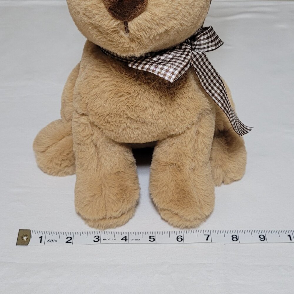 Plush Bunny Gingham Bow Rabbit Stuffed Animal Soft Brown Easter Cottagecore - Picture 6 of 11